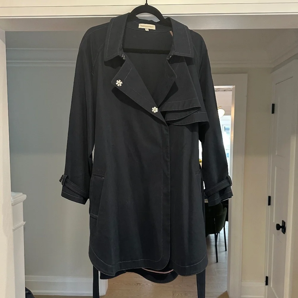 SOLD - Rebecca Minkoff Navy Blue Trench Coat - Size L - Picture 10 of 13